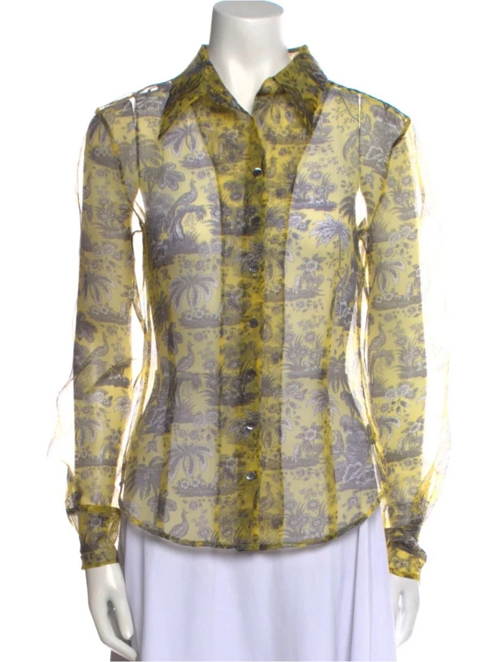 STAUD Brady Marigold Toile Mesh Sheer Blouse – Size 2